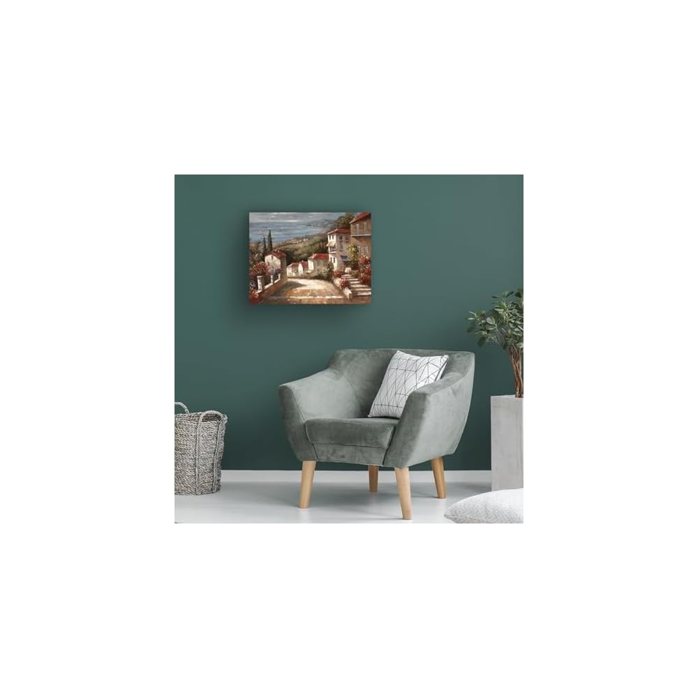 Wrapped Canvas Wall Art - Joval 'Home in Tuscany' Wall Art for Living Room, Bedroom, or Office Décor - 24x32