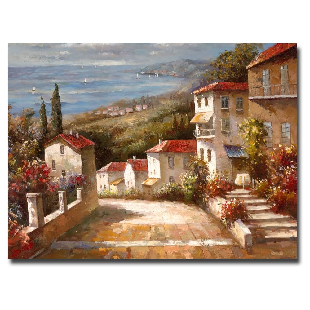 Wrapped Canvas Wall Art - Joval 'Home in Tuscany' Wall Art for Living Room, Bedroom, or Office Décor - 24x32